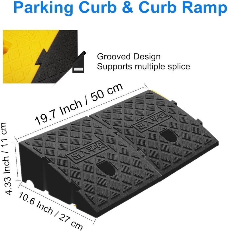 Deshitong 2Pack Curb Ramp Black Color, Portable Lightweight Heavy Duty Plastic Driveway Curb Ramps for Low Cars,Motorcycle Ramp,Curb Ramps (4.33 inch High) - Image 2